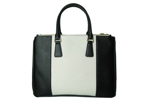 2014 Prada saffiano calfskin tote bag BN1786 black&white